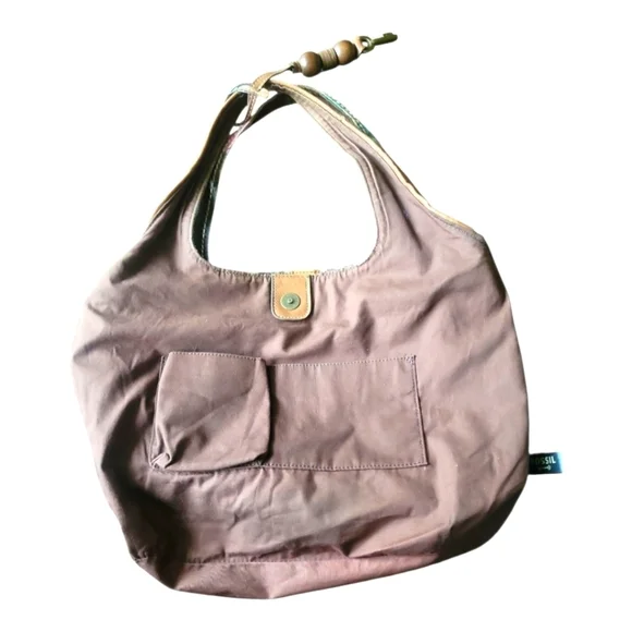 Fossil Floral Embroidered Leather Trim and Fabric Summer Women's Tote Bag - Picture 8 of 8